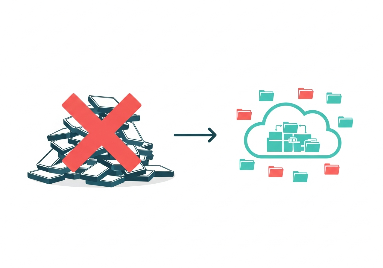 Hard drives vs cloud storage diagram